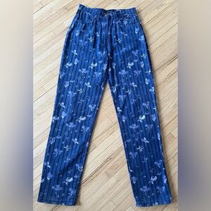 Versace Jeans Couture Blue Floral Print Pants